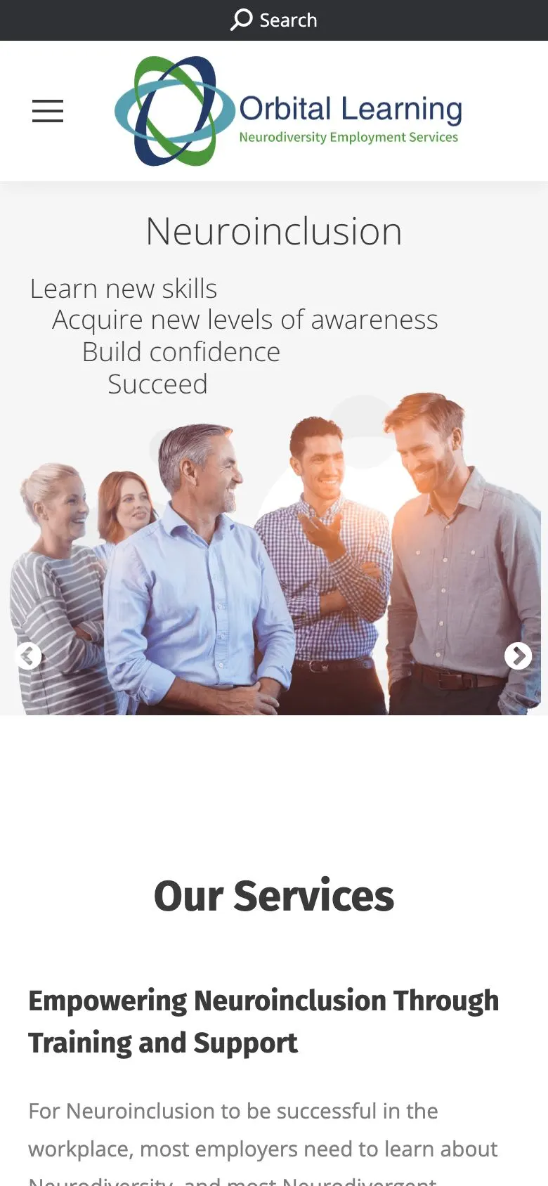 The same home page on a phone.
