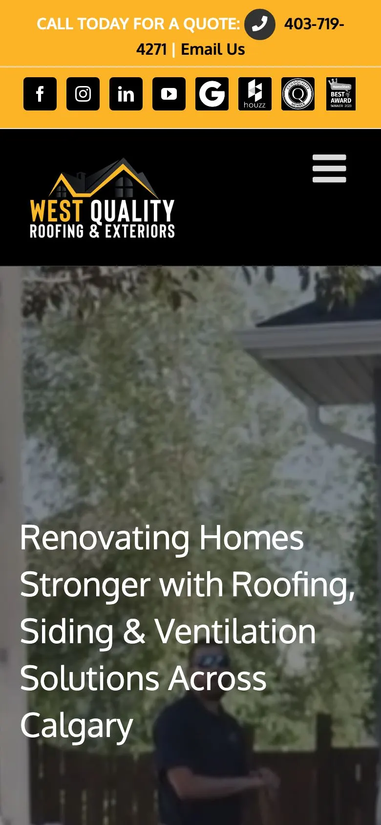 The same home page on a phone.